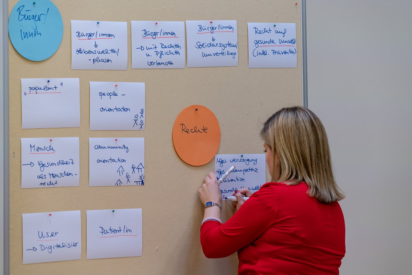 Carola Herter fasst die Ergebnisse der Expertengespräche zum Think Lab zusammen